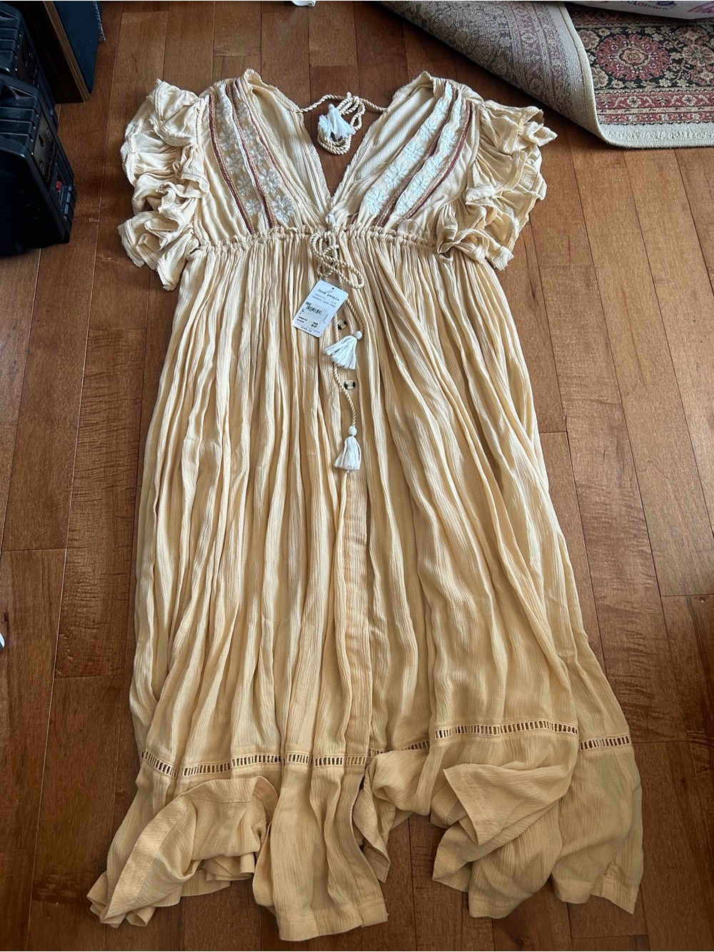 NWT Free People Will Wait For You Dress Embroidered Boho Adjustable Flowy